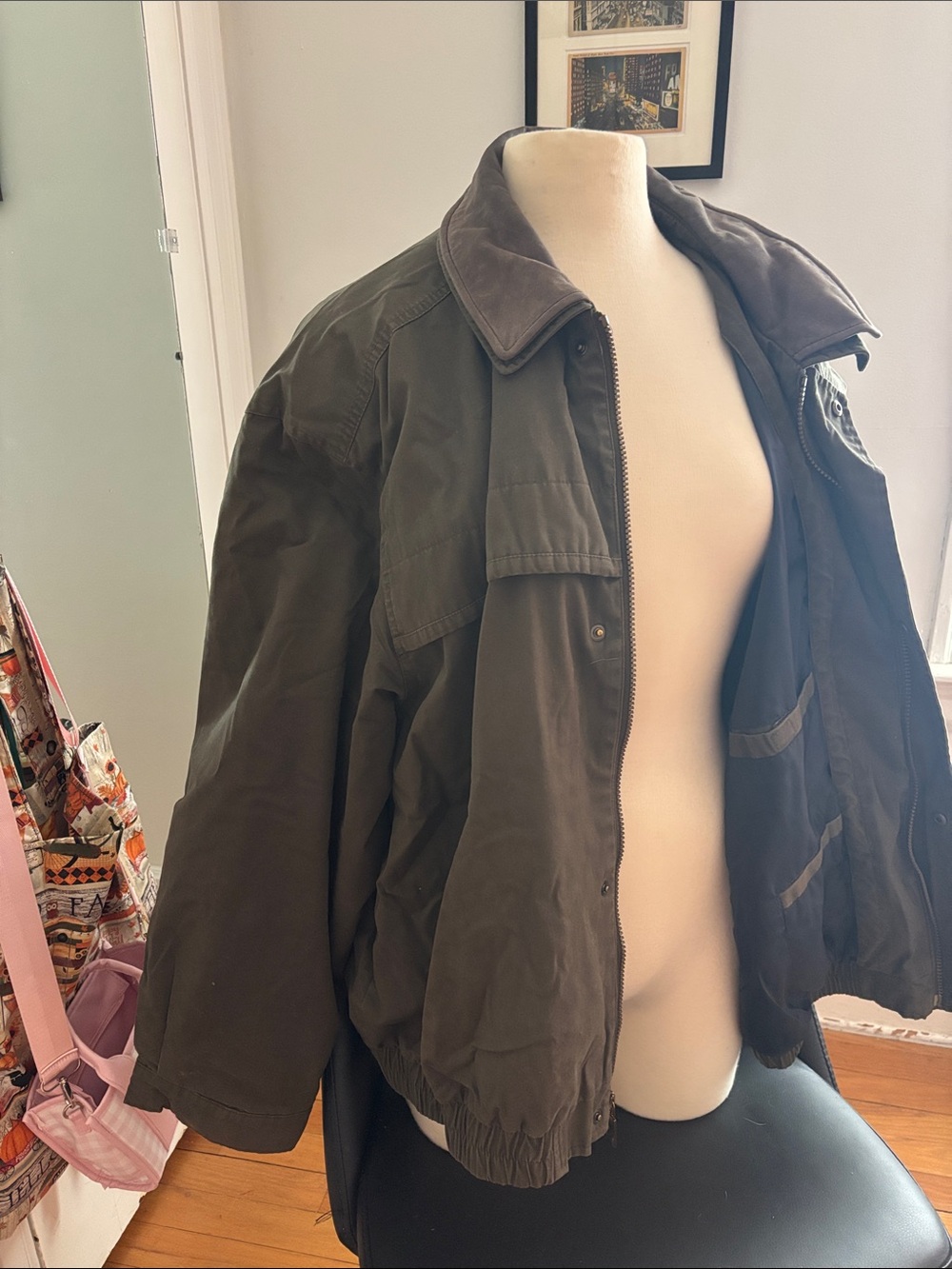 Source Unknown Olive Green Military Field Jacket